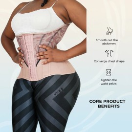 Wholesale Fajas Breathable Firm Trimmer Hook-and-Eye Adjustable Spandex Body Shaping Tummy Shapewear Wrap Cincher CorsetColor: Nude Pink, Size: 2 XL