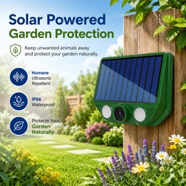 Solar Ultrasonic Animal Repeller for Outdoor Use – IP66 Motion Deterrent for Garden, Lawn & Yard Protection