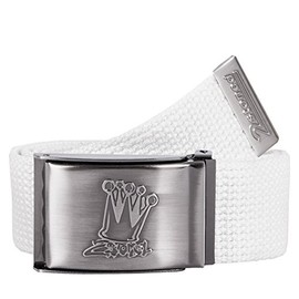 2Stoned Fabric Belt Canvas Belt Unisex Matte Folding Buckle 4 cm Wide for Men and Women, White crown