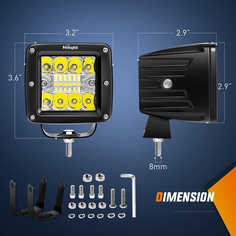 Nilight 2Pcs 3 Inch Led Pods Cubes 2 Inch Tow