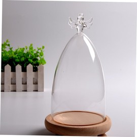 CORHAD 1Set Flower Glass Dome Cover with Wooden Base Decorative Cloche for Floral Displays and Artworks for Home Decor and Giving