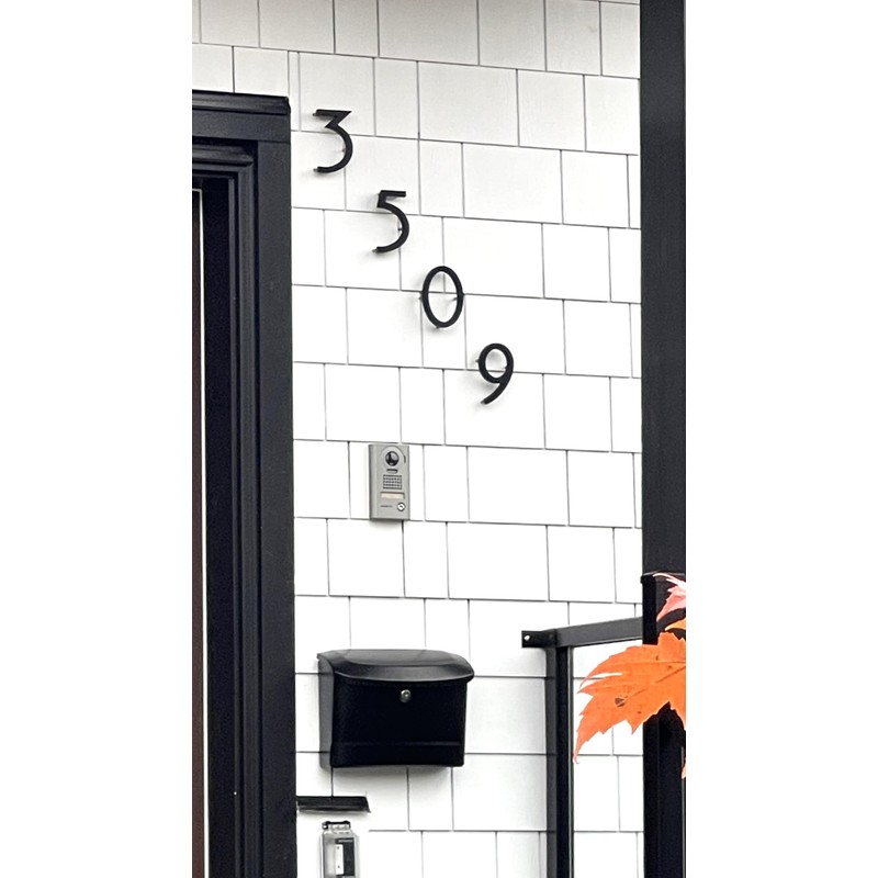 NACH Floating House Numbers, 6 inch Aluminum Black House Numbers