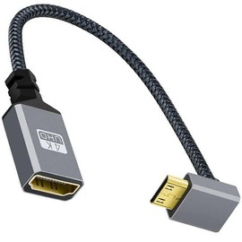 tunghey 90° Degree Down Angle Mini HDMI Male to HDMI Female Cable, Angled Mini HDMI to HDMI Adapter Cable Support 3D/4K 1080p Compatible with Laptop, Camcorder, Tablet, Projector 20CM (Down Angle)