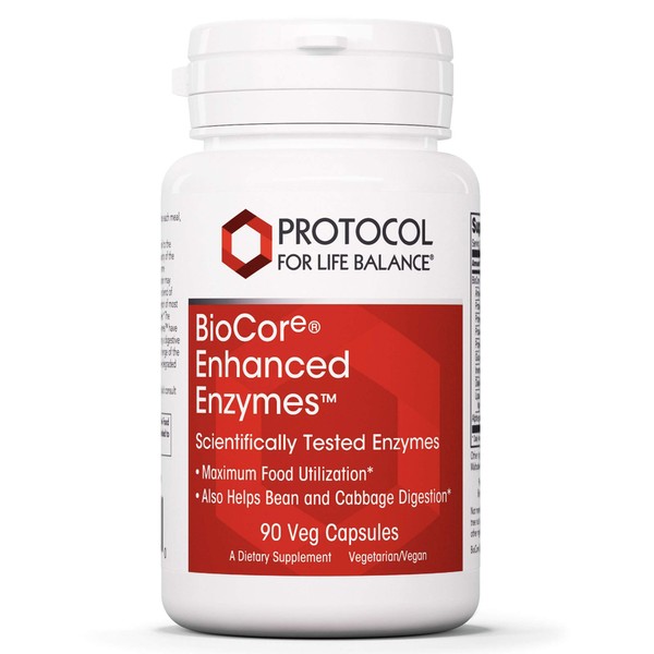Protocol BioCore Enhanced Enzymes - Digestive Enzymes - Maximum Food Utilization - 90 Veg Caps