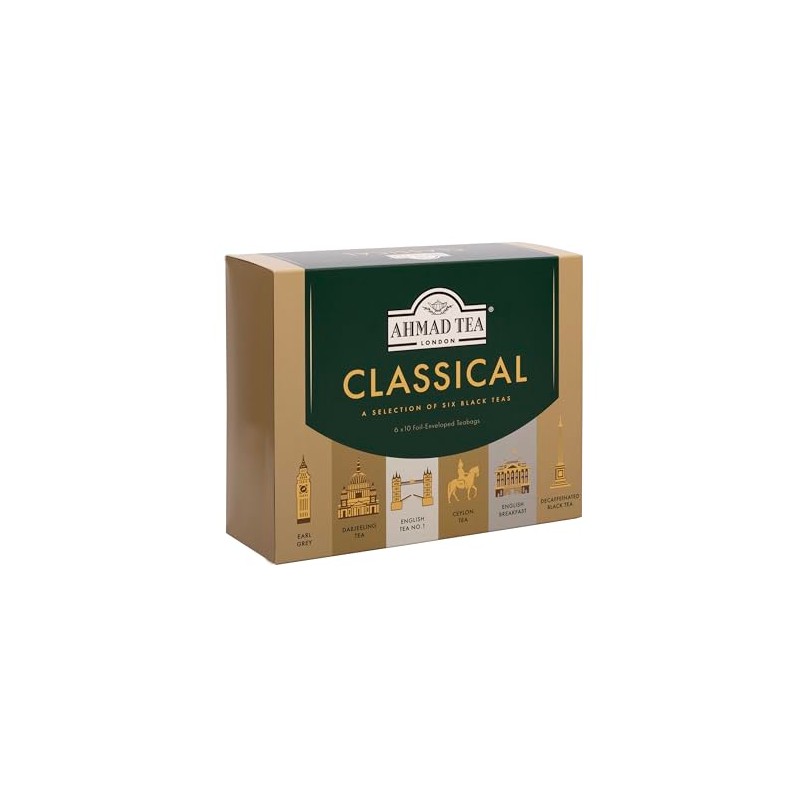 Ahmad Tea Black Tea, Classic Selection Pack Teabags, 60 Foil