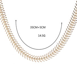 Yienate Fashion Necklace Fishbone Chain Choker Simple Trendy Jewelry for Women and Girls (Gold)