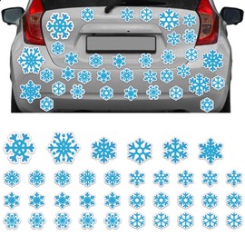 36pcs Winter Snowflake Car Reflective Magnets Decorations Kit, Dark Blue Themed Fridge Refrigerator Magnetic Decals Stickers Automotive Garage Door DIY Party Favors Supplies (Dark Blue)