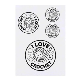 4 x 'I Love Crochet' Temporary Tattoos - Water Resistant, Skin-Safe, Non-Toxic Transfers, Mixed Sizes (TO00085790)