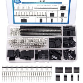 Taiss 600PCS Dupont Connector Kit - 2.54mm 1/2/3/4/5/6/7 Pin Housing Connector and Male/Female Crimp Pin, Jumper Wire Cable