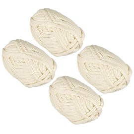 METALLIXITY Yarn Elastic Fabric (400g/14.11oz) 4Pcs, Polyester Crochet Cloth Yarn - for DIY Projects, Bag Basket, Cotton Cloth and T-Shirt, Cream