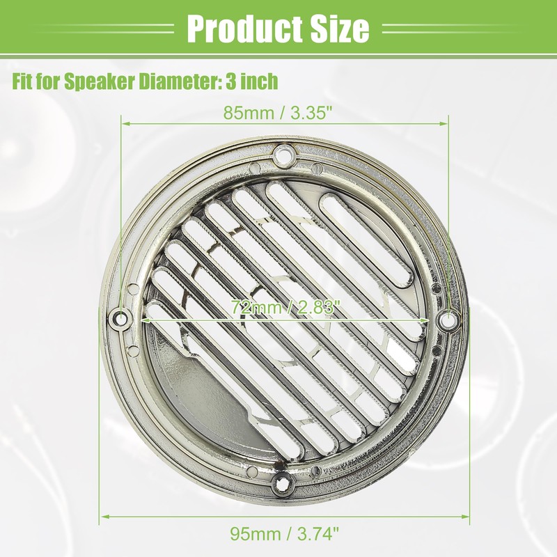 A ABSOPRO 3" Car Speaker Covers Round with Screws Silver