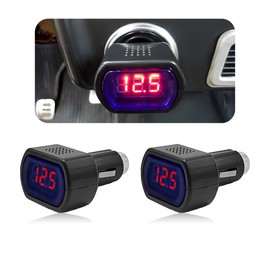 povtii 2 PCS LED Digital Car Voltmeter, DC 12V/24V Vehicle Voltage Gauge Monitor Electric Digital Meter, Battery Monitor Voltage Meter Voltmeter LED Display for Auto Car Truck