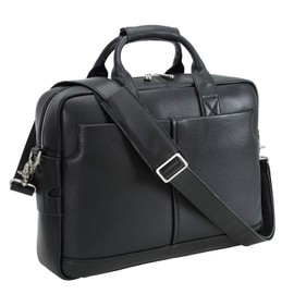 Polare Napa Leather Briefcase for Men Business Travel Messenger Bags 15.6 Inch Laptop Bag YKK Metal Zipper