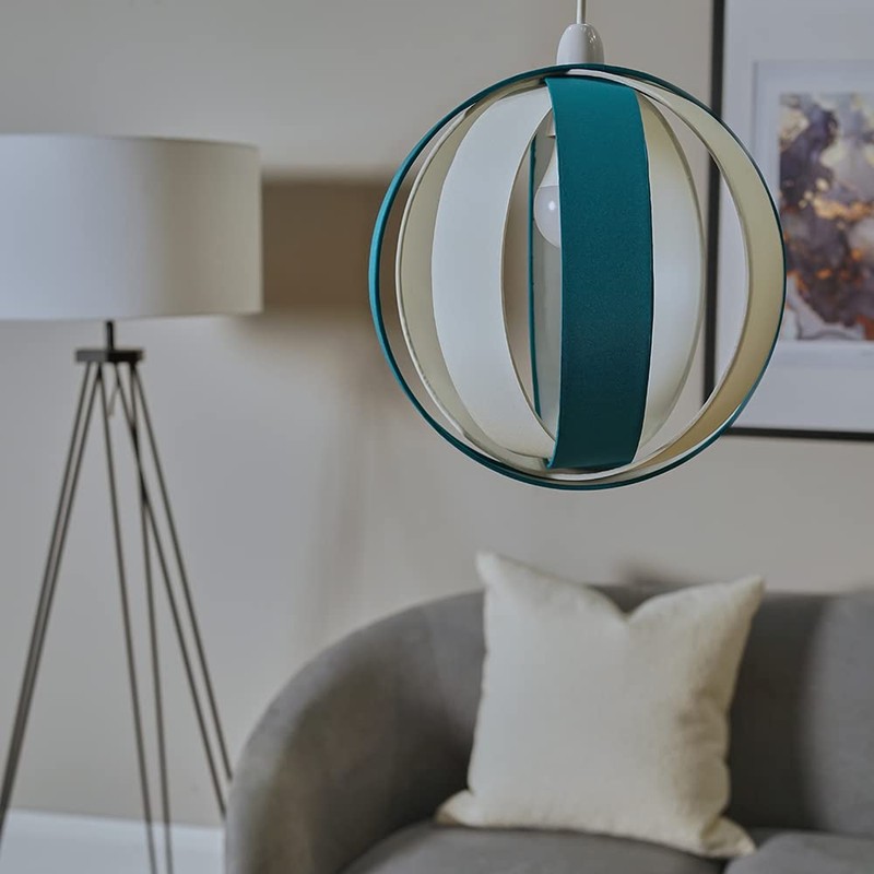 MiniSun | Modern Turquoise/Teal and Cream Fabric Cocoon Style Ceiling