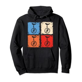 Retro vintage squares unicycle monocycle cyclist Pullover Hoodie