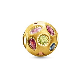 Thomas Sabo Women Bead Colourful Stones 925 Sterling Silver; 18k Yellow Gold Plating K0319-996-7