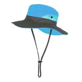 Sun Protection Hat for Women Adjustable Rope Band Quick Drying Breathable Mesh Wide Brim Fishing Hat with Whistle Sky Blue