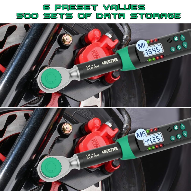 KOEORWS 3/8 Inch Drive Digital Torque Wrench, 2.21-44.25Ft.lb/3-60N.m, with Preset