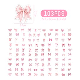 103 Pieces of Bow Stickers, Cute Stickers, Girl Stickers, Waterproof Stickers, Can Be Decorated with Guitar, Notebook, Suitcase