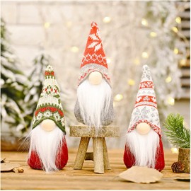 YUDANSI Christmas Gnomes Plush Decorations 3pack, Handmade Scandinavian Tomte Christmas decor, X’mas Gnomes Shelf Tray Tabletop Décor, Santa Holiday Nordic Style Stuffed Decorations Plush Ornaments