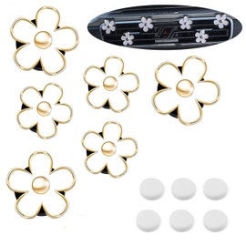 Daisy Car Decoration Flower Air Vent Clip Air Conditioning Outlet Clip Car Air Freshener Clip Car Interior Decor Charm Colorful Car Accessories for Women Interior Cute Set,White