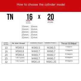 EHHXTXFWA Double-Rod Double-axis Cylinder TDA/TN10*10/15/20/25/30/40/50/60/70/75/80/100-S(Size:TN10*60-S)