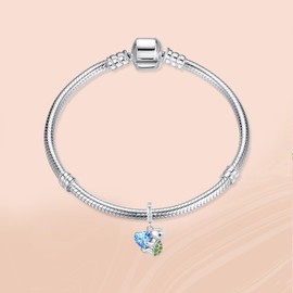 Annmors Charm Family Love Hearts Pendant, S925 Sterling Silver Bracelet Bead with Cubic Zirconioa for European Bracelets, Necklaces, Mother's Day, Christmas, Jewellery Gift for Men and Women, Silver