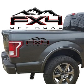 2 x Black & Red Matte 3D Off Road 4x4 Truck Bed Vinyl Decal Fits Ford FX4 Trucks