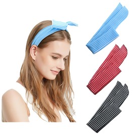 EMILYLE Women Twist Bow Wire Headbands Cute Hairbands Hair Accessories Rabbit ear Wired Hair Holder 3 Pack Stripe