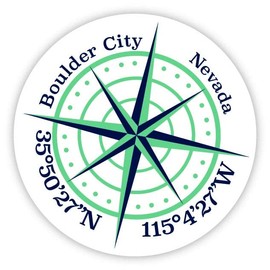 Boulder City Nevada 2-Inch Vinyl Decal Sticker Latitude Longitude Compass Design