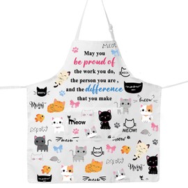 MYSOMY Cat Themed Kitchen Aprons Cat Lover Apron Cat Cooking Apron Cat Apron With Pockets Cat Groomer Apron (be proud of cat UK)