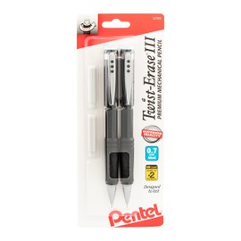 Pentel® Twist-Erase® III Mechanical Pencils, 0.7mm, Assorted Barrel Colors, Pack Of 2 Pencils