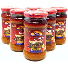 Rani Curry Paste HOT (Spice Paste) 10.5oz (300g) Glass Jar, Pack of 5+1 FREE ~ No Colors | All Natural | NON-GMO | Vegan | Gluten Free | Indian Origin