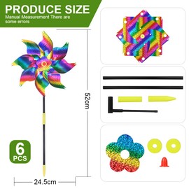 AOOWU 6 Pack Reflective Bird Scarer Windmill, Windmills Scare Birds Pigeons Deterrent, Bird Deterrent Windmills for Garden, Pinwheel Birds Deterrent for protection of Garden Crop, Fruit, Flower, Lawn