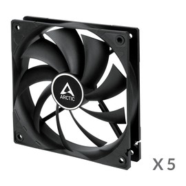 ARCTIC F12 (5 Pack) - PC Fans, 120mm Standard Case Fan, Low Noise, Quiet Motor, Computer, Fan Speed: 1350 RPM - Black