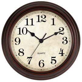 HYLANDA Wall Clock, 12 Inch Silent Non Ticking Battery Operated Clocks, Decorative for Living Room, Bedrooms, Kitchen (Bronze)