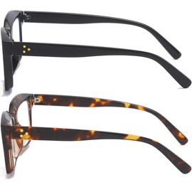 REAVEE 2 Pack Oprah Style Oversized Reading Glasses for Women Men Blue Light Blocking, Ladies Stylish Retro Square Large Computer Readers (Black/Leopard 1.25x)