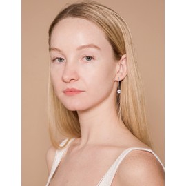 LUCKMORA Pearl Drop Earrings for Women 925 Sterling Silver Gold Plated Dangle Chain Long Pearls Earring White Real Round Freshwater Cultured