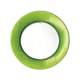 Caspari Moss Green, Linen Border Paper Salad & Dessert Plates, Pack of 8, 7.25" Sq