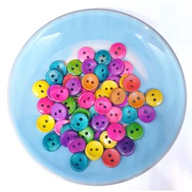 MajorCrafts® 48pcs 10mm Random Mixed Colours 2 Holes Small Round Wood Sewing Buttons Needlework Arts and Crafts Embellishments