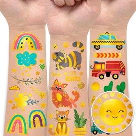 EMOME Luminou Temporary Tattoos for Kids, 56 Sheets Glow Tattoos Designs for Boys and Girls Birthday Party Decorations Games, Kids Party Favors Fake Tattoos Bulk