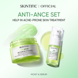 SKINTIFIC <2pcs Skincare Set>SKINTIFIC Scientific Care  Acne care treatment set - 3X Acid Moisturizer & Salicylic Acid Anti Acne Serum  Calms & Soothes Acne  /Controls Excess Oil /Minimize Breakout