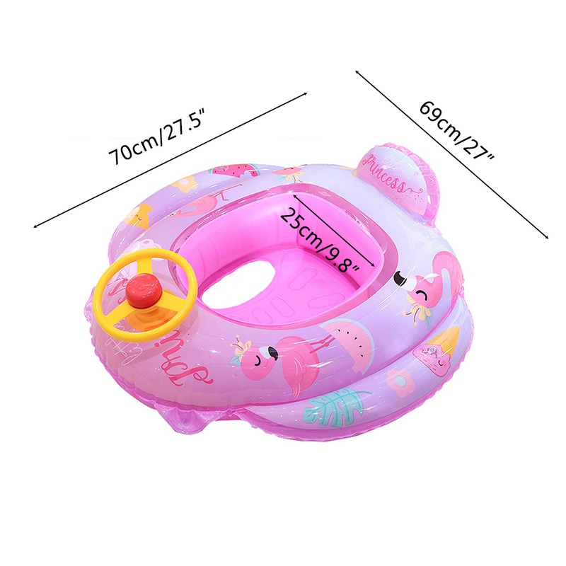 Baby Pool Float with Safety Seat Steering Wheel Cartoon Inflatable