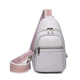 YALIZHNA Sling Bag for Women Men Crossbody Purse Fanny Packs Leather Sling Chest Bags Backpack (Light Gray)