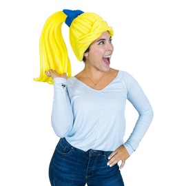 FOAM PARTY HATS: Ponytail Foam Wig - Cosplay Wigs - Drag Queen Wig - Party Favors - Wig with Bow - Crazy Hat Day