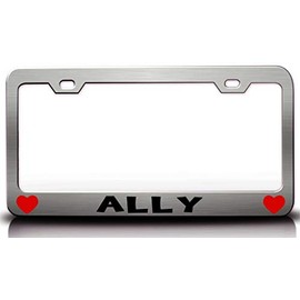 Custom Brother - Ally w/Hearts Metal Car SUV Truck License Plate Frame Ch n37