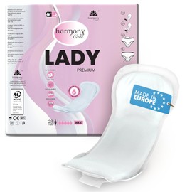 Harmony Care® Lady Maxi Extra Strong Incontinence Pads for Women - Discreet Incontinence Pads for Light to Medium Bladder Weakness - with Leak Protection and Odour Control - Pack of 28