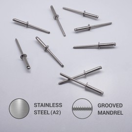 (Pack of 100) Stainless Steel Blind Rivets 4.0 x 16 mm Dome Head Pop Rivets DIN 7337 A2 Rivet Thumb Mandrel (100, 4.0 x 16 mm)