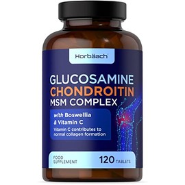 Glucosamine Chondroitin MSM Complex | High Strength | 120 Tablets | Glucosamine Sulphate | with Boswellia & Vitamin C | for Collagen Formation | No Artificial Preservatives | by Horbaach
