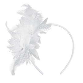 MWOOT Feather Headband with Artificial Flowers, 1920s Fascinator Headpiece for Women, White Feather 20s Headband for Carnival, Cocktail, Wedding, Tea Party Accessories